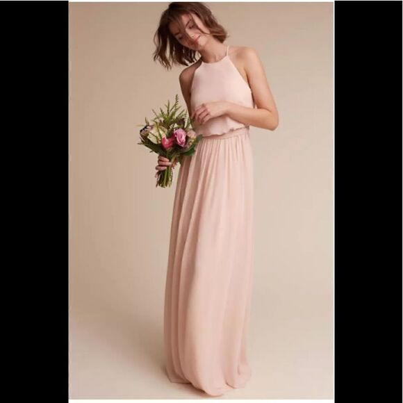 BHLDN Donna Morgan Alana Halter Blouson Gown - Picture 1 of 5